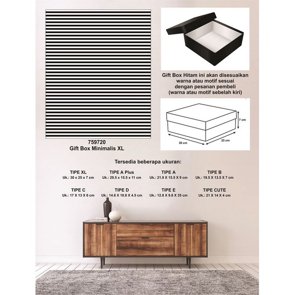 

Kotak kado/Kotak Hadiah/Box Minimalis XL-Garis Spectra BLACK-A