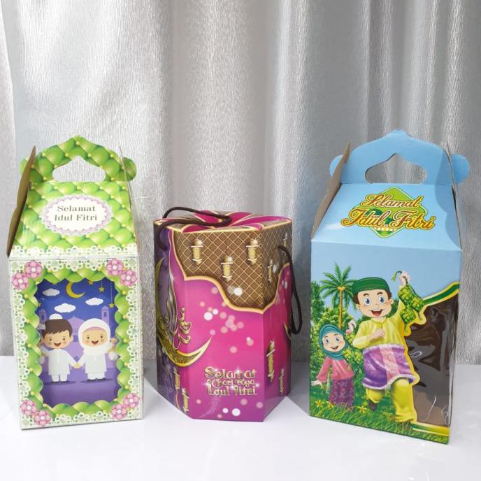 

Kotak Dus Box Packaging Hampers Toples Kue Kering Idul Fitri Lebaran - Hijau