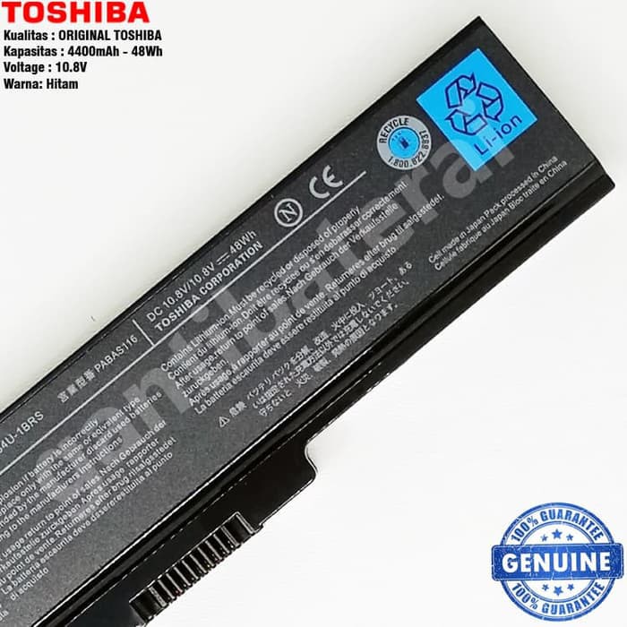 Original Baterai Toshiba L310 L510 L515 M300 M305 U400 PA3634U-1BRM