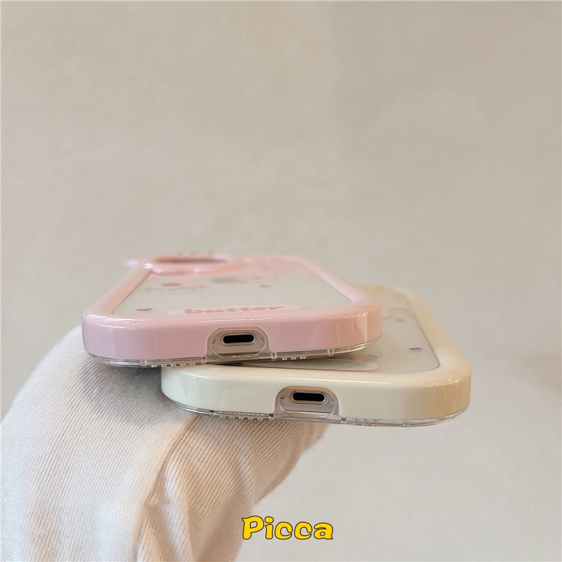 IPHONE Ins Gadis Strawberry Kue Es Krim Case Kompatibel Untuk Iphone14 7 8 Plus XR 7 8 6 6S Plus 14 13 12 11 Pro MAX XS MAX X SE 2020 3D Busur-Simpul Kartun Monster Kecil Penutup Lensa