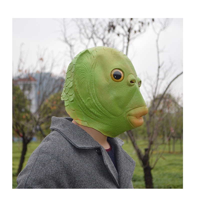 TOL-37 topeng latex karet full head kepala ikan murloc hijau mask prank toys mainan halloween