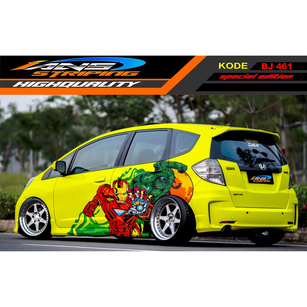 STICKER DECAL MOBIL JAZZ, BRIO , SWIFT , YARIS , AGYA / VARIASI STICKER MOBIL KARTUN / STIKER MOBIL