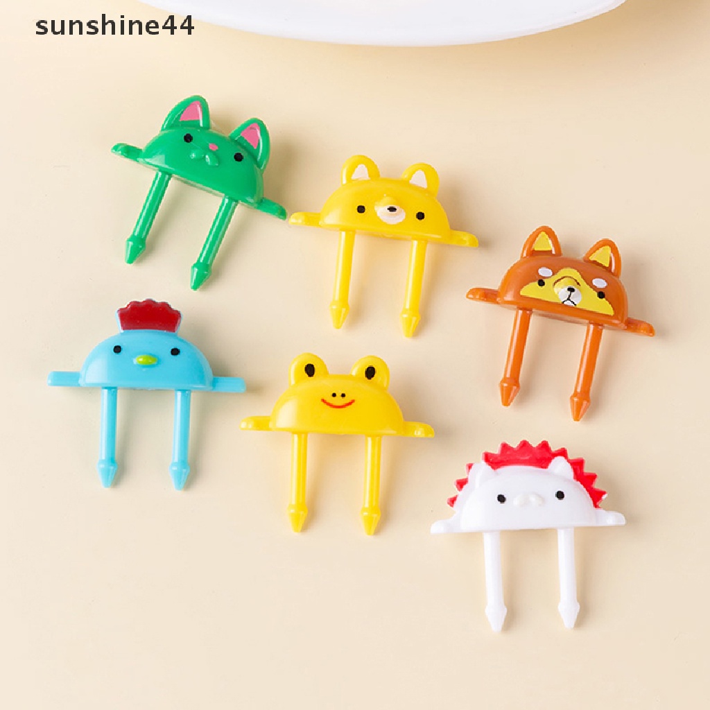 Sunshine 6Pcs Garpu Buah / Dessert / Bento Bentuk Kartun Hewan Lucu