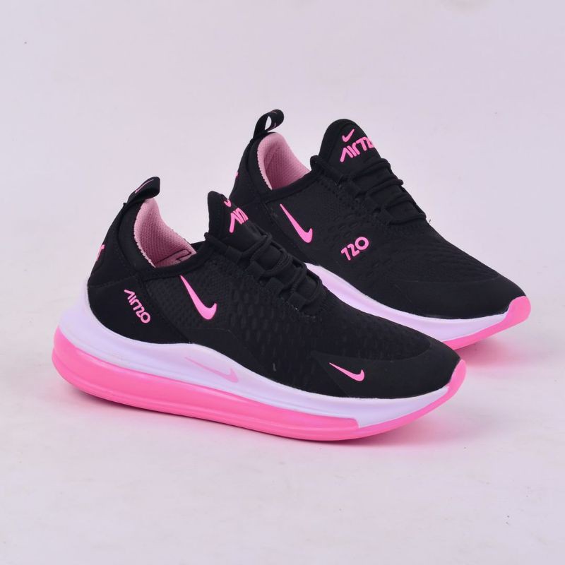 sepatu sneakers olahraga wanita 720  lari running jalan senam zumba cewek-Hitam Pink