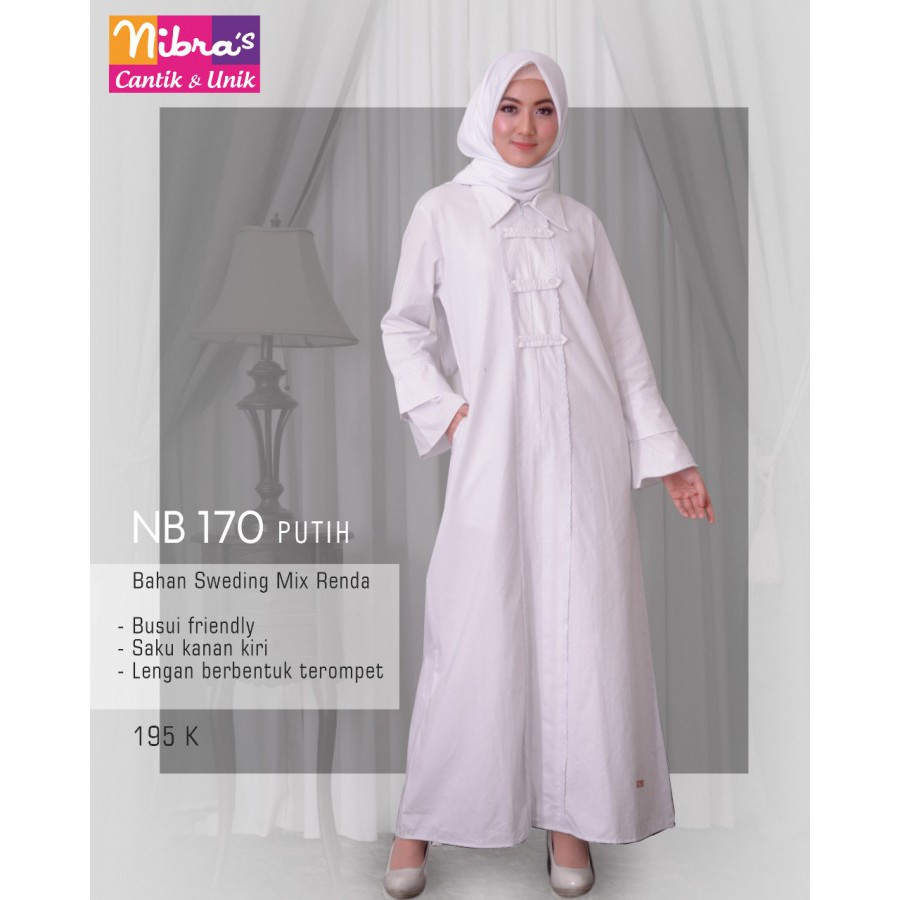 Baju Muslim Gamis Putih Polos Nibras