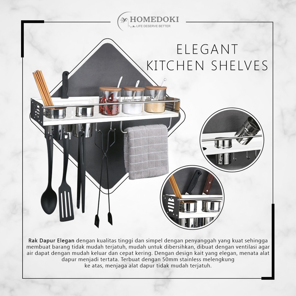  Rak  Dapur  Minimalis  Elegant Rak  Bumbu Dapur  Serbaguna Rak  Gantung  Dapur  Stainless Steel Shopee 