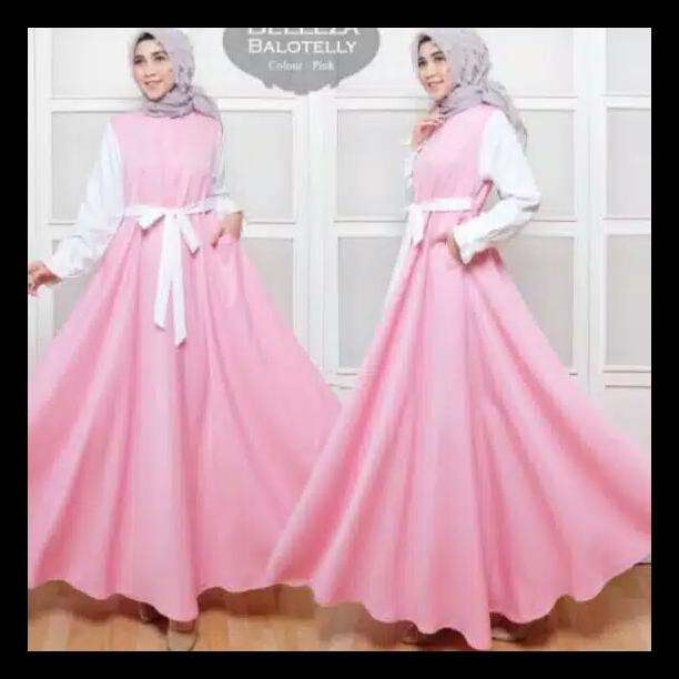 Dress Baju Gamis Wanita Putih Busui Syari Polos Remaja Terbaru 2020 - Abu-Abu, L