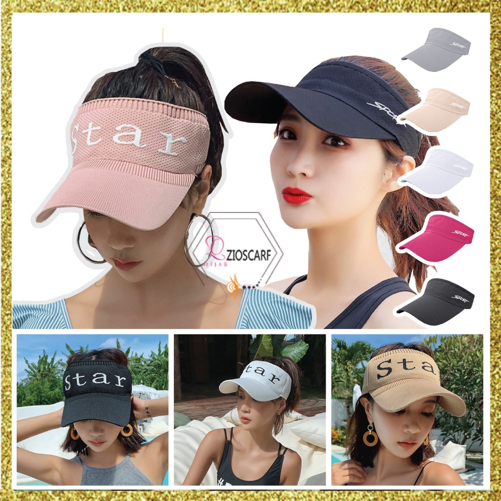 TOPI SENAM PANTAI GOLF SPORT SEPEDA AEROBIK SUMMER TENNIS TENIS RAJUT PELINDUNG UV RAJUT WANITA PRIA ZE