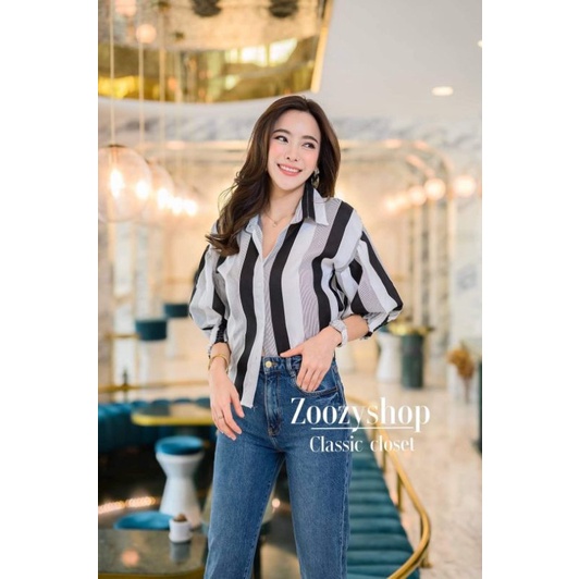 KEMEJA ZOOZY SALUR LENGAN KARETFASHION WANITA IMPORT BANGKOK CODE 25