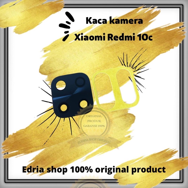 Kaca Lensa Kamera Belakang Xiaomi Redmi 10C Sudah Sama Lem Black