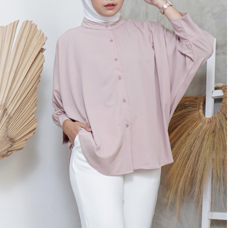 Basic Oversized Shirt / Kemeja Polos Oversize / Kemeja Batwing / Kemeja Bigsize Wanita XXL