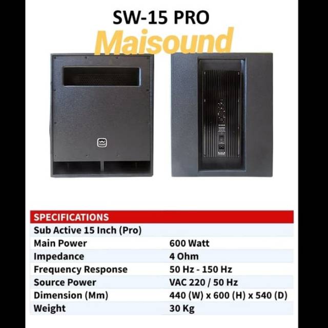 SUBWOOFER WISDOM SW 15 PRO 15 INCH WISDOM SW15PRO SW 15 PRO ORIGINAL
