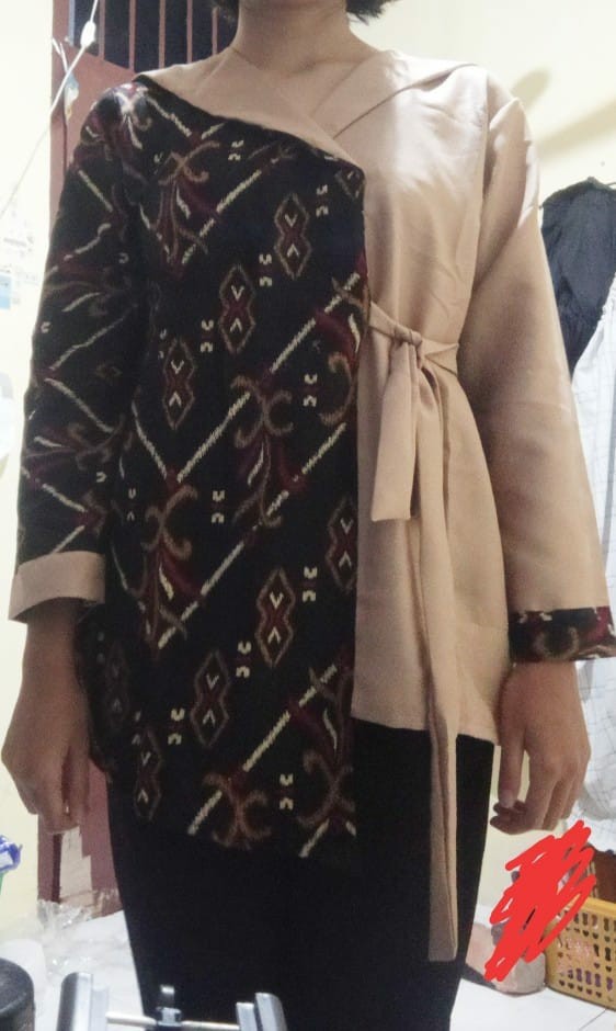 Blouse Zeena Combi Moscrepe Blouse Kombinasi Atasan Wanita