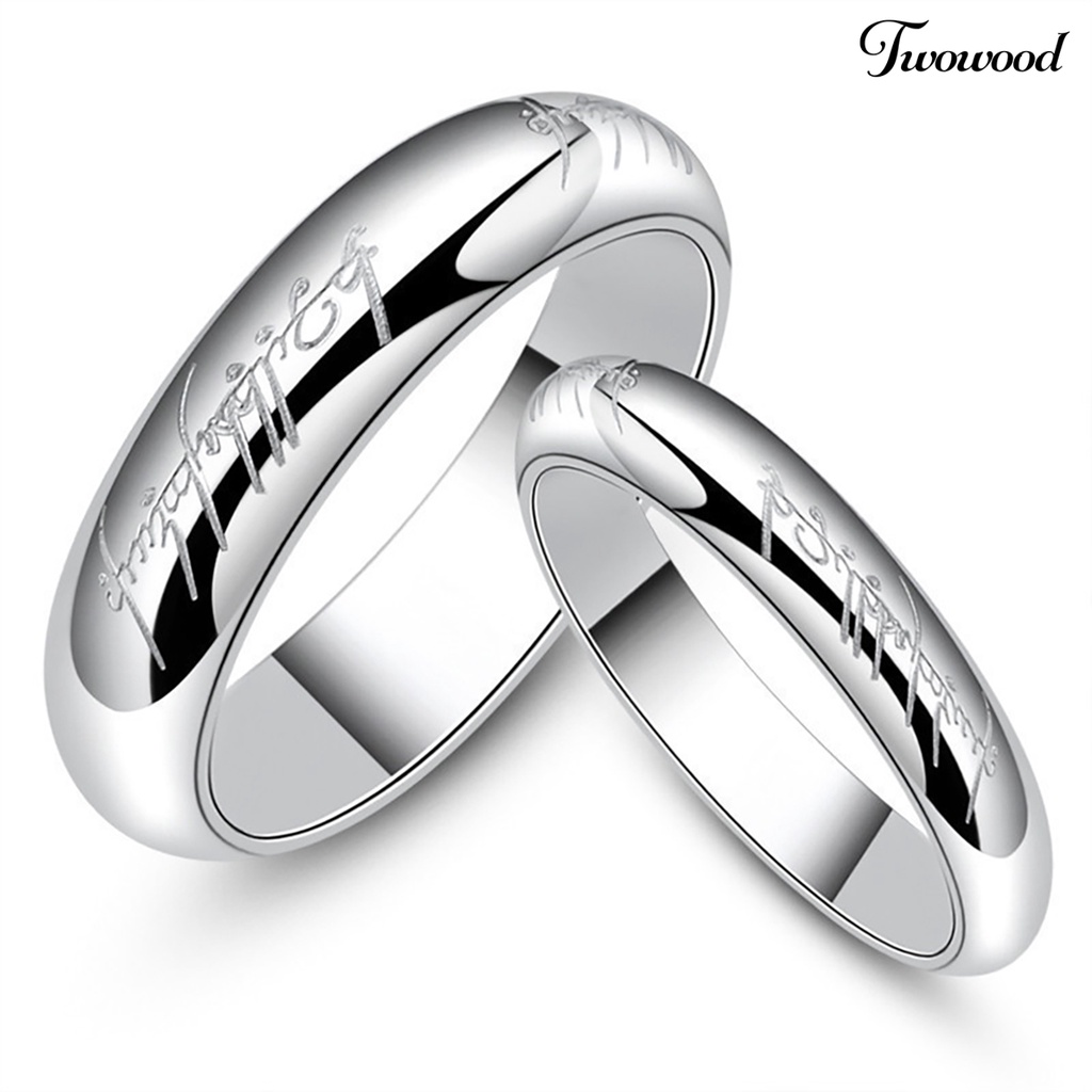 Cincin Motif Print Tulisan Bahan Titanium Steel Untuk Pria Dan Wanita