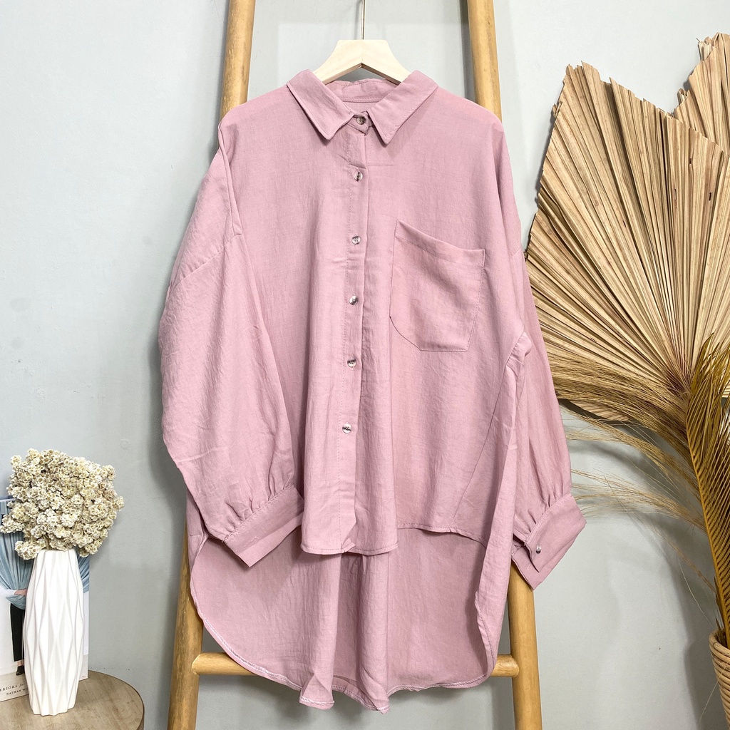 KEMEJA BLOUSE OVERSIZE FRIGA VOXY CRINKLE DAILY OFFICE SHIRT PREMIUM B600