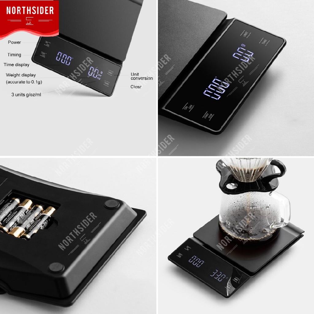 TIMBANGAN KOPI DIGITAL COFFEE SCALE 0.1g - TIMER - RUBBER MAT - EK6002