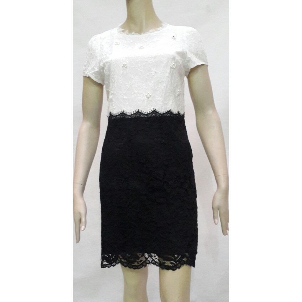 JLO 1800 3a Dress Brokat Import / Dress Lengan Pendek / Dress Pesta