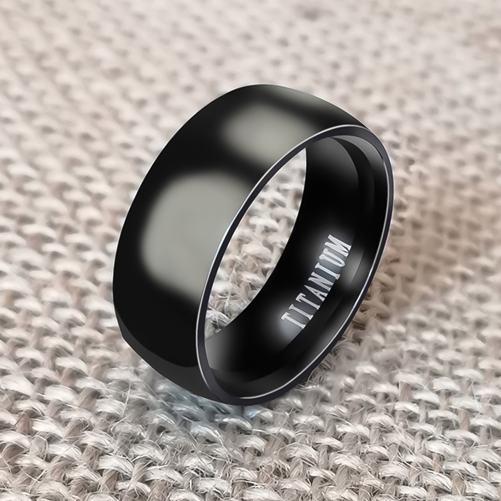 Hu Hu Hu Hu Hu Alat Bantu Pasang Kacamata♡ Cincin Lebar Bahan Titanium Steel Warna Polos Untuk Pria