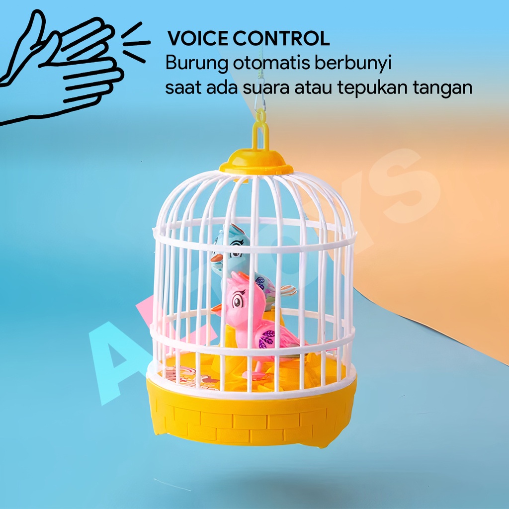 MAINAN SANGKAR BURUNG KICAU BUNYI LAMPU FU1138