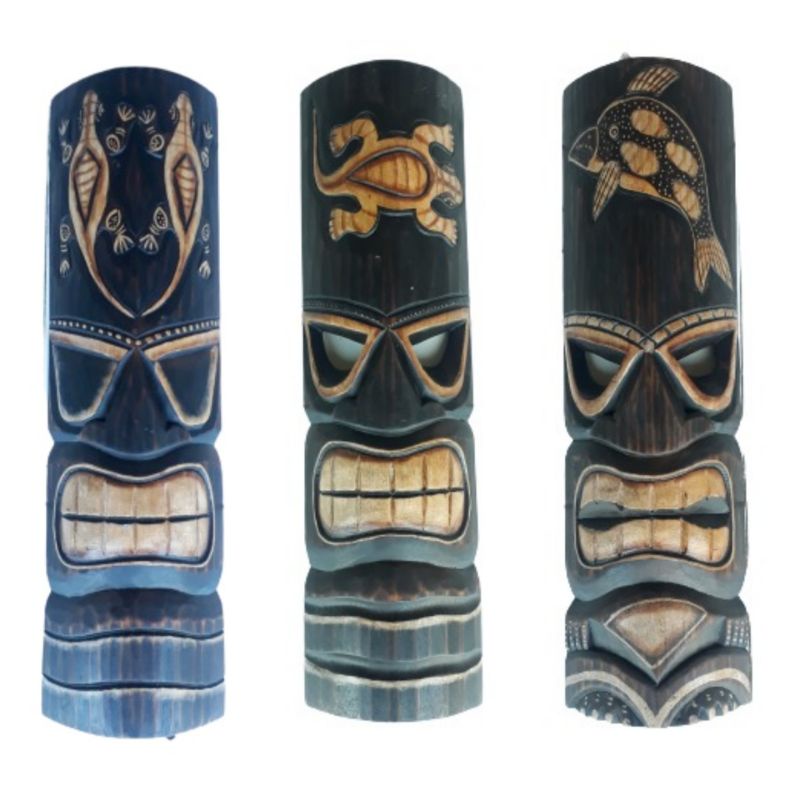 Topeng kayu tiki Bali 50 cm Hiasan dinding kayu Home decoration