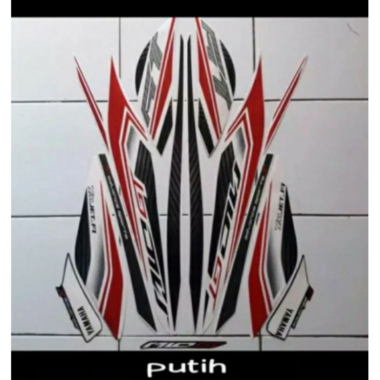 MIO GT TAHUN 2013 2014 WARNA PUTIH MERAH STANDAR STIKER STRIPING LIS BODY BODI