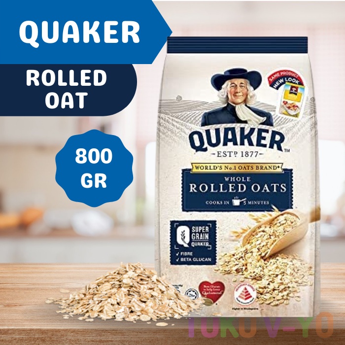 

Quaker Oatmeal Rolled Oats Wholegrain 800 gram - Oat Utuh