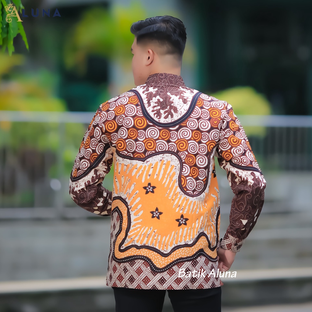 Baju Kemeja Koko Kurta Pakistan Pria Dewasa Motif Batik Aluna Baju Muslim Lengan Panjang Terbaru Good Quality Katun Premium MBA 009