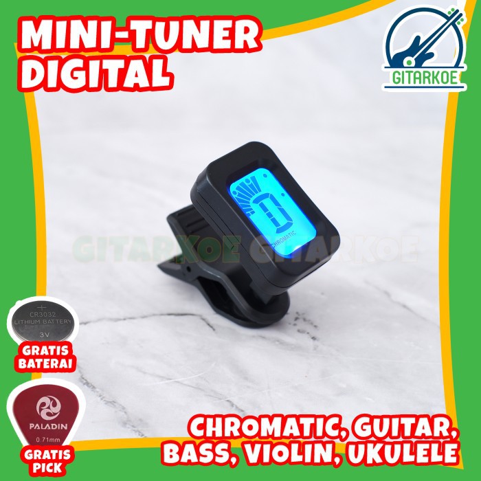 Tuner Gitar Digital Alat Stem Gitar Mini Clip Guitar Tuner Best Seller