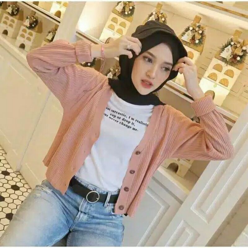 W&amp;D~RAJUT CROP/RAJUT KANCING BATOK#RAJUT WANITA TERBARU/RAJUT LENGAN PANJANG/CARDIGAN RAJUT