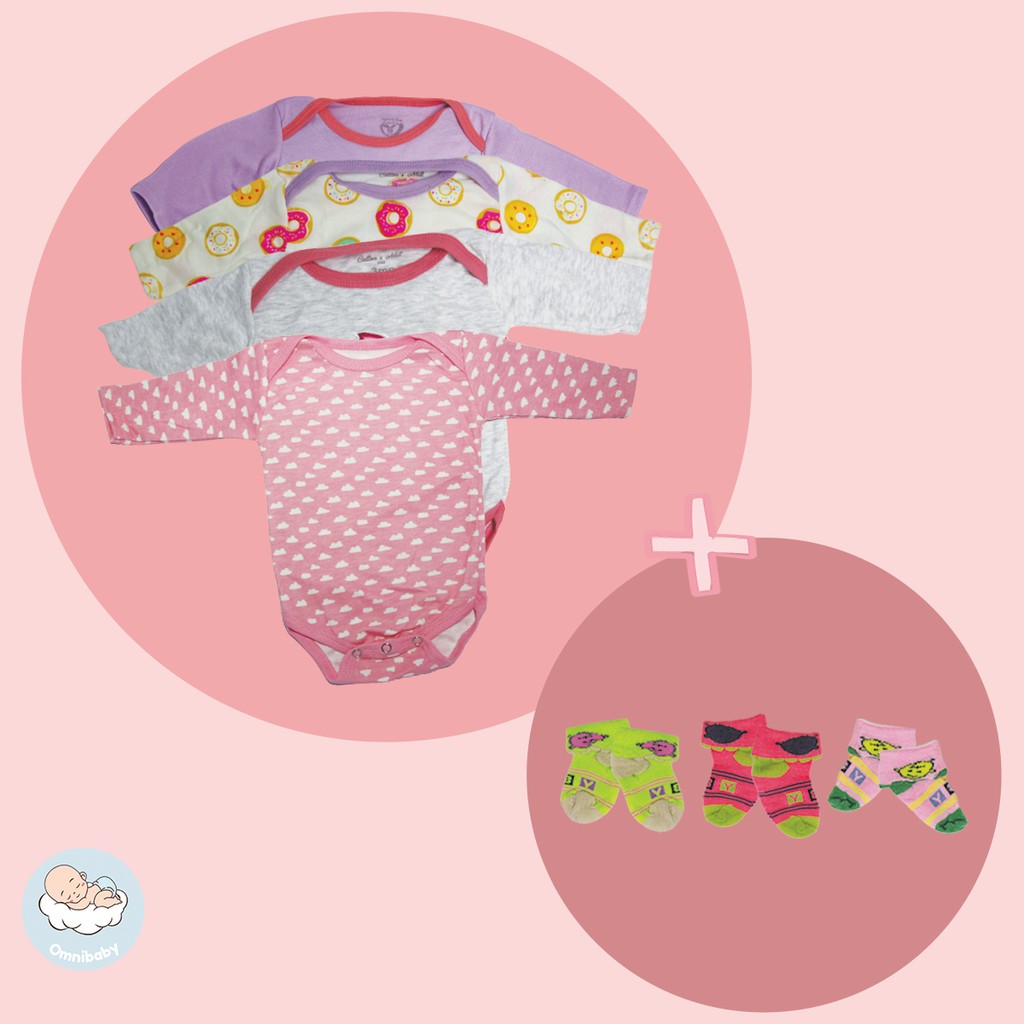 Lovelle cart's jumper panjang bayi laki/bayi perempuan giftpack 4in1 + 3 set kaos kaki (0-12 bulan)