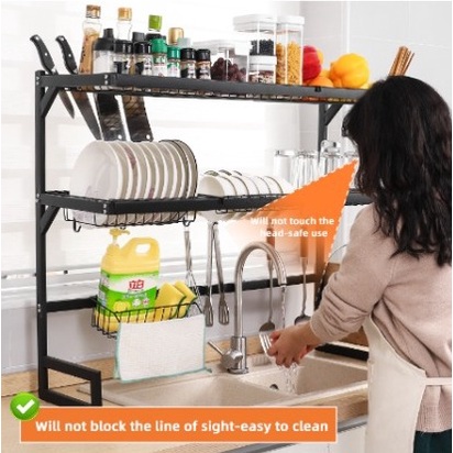 Terbaru SHENAR - Rak Wastafel stainlees steel Hitam| Rak Piring wastafel stainlees steel hitam |Rak Dapur Stainless steel Hitam|Rak cuci Piring wastafel