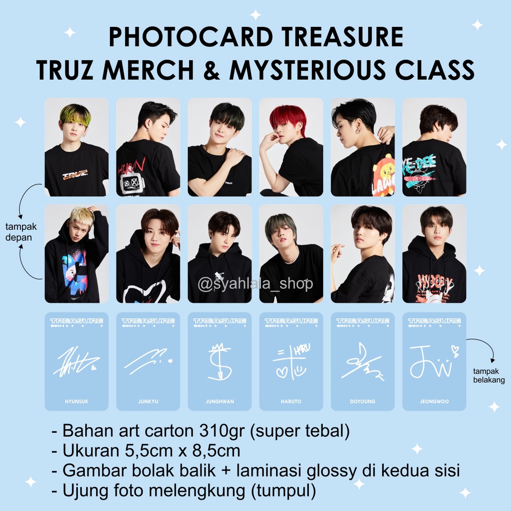 Photocard TREASURE TRUZ & MYSTERIOUS CLASS Ver Premium Bolak Balik ujung tumpul