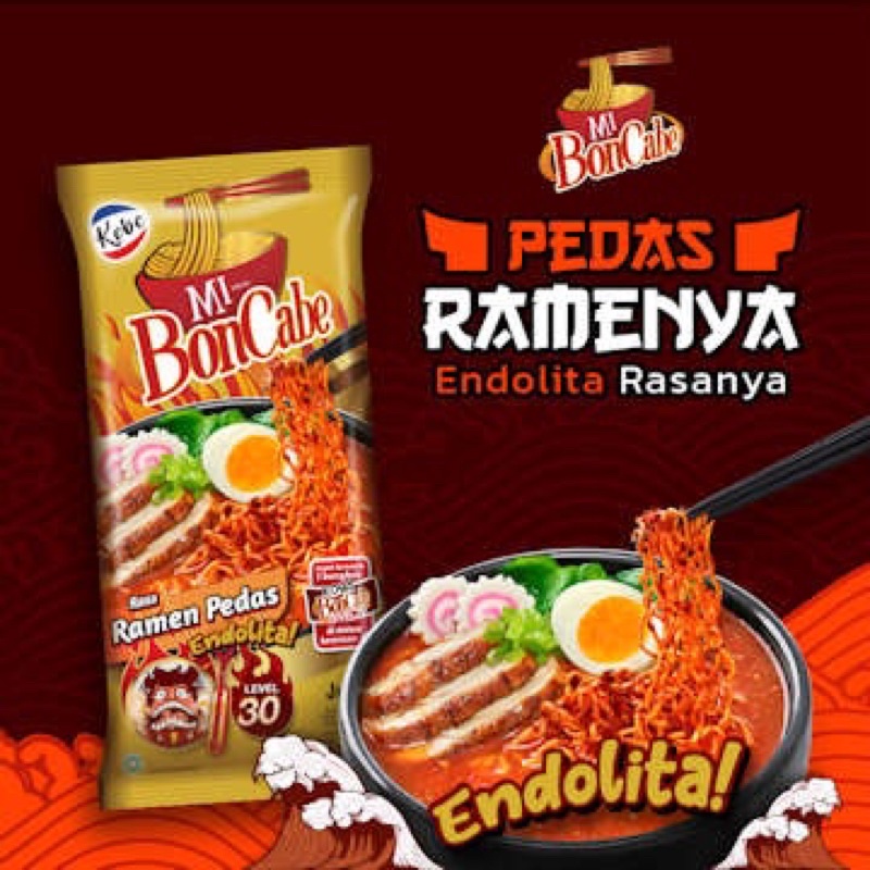 [GROSIR] Mie BONCABE Level 15 Mi Bon cabe Mie pedas Mie kobe mie pedas 105gr boncabe makaroni mie boncabe level 30