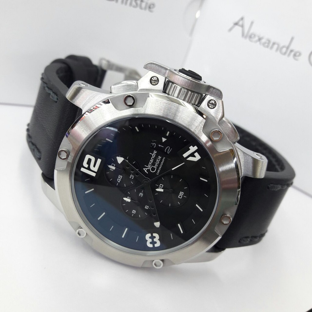 Alexandre Christie AC6295MC - Jam Tangan Kasual Pria - Chronograph - Leather Strap