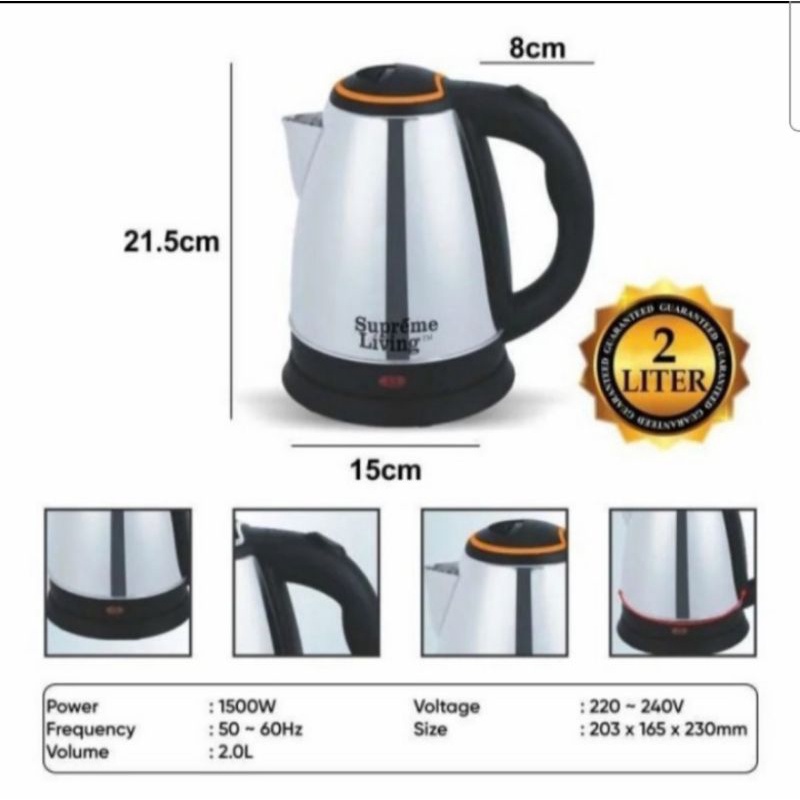 Teko Listrik 2,Liter / Teko Pemanas Air /Kettle Electric Kapasitas 2Liter DIVA STORE