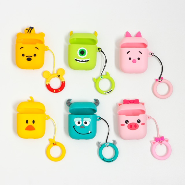 Airpods Case with Ring Sully Monster Inc Pooh Piglet Duck Piggy Mickey Minnie