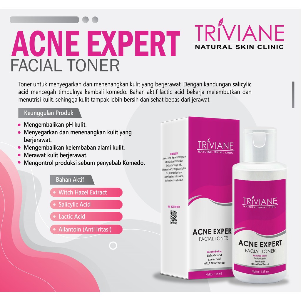 Triviane Acne Expert Facial Wash 135ml ORIGINAL / Sabun Pembersih Wajah Berjerawat BPOM Aman