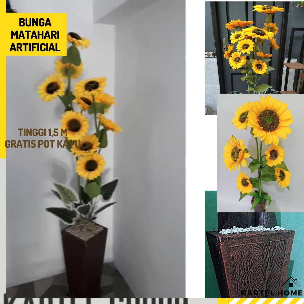 HOME Bunga Matahari Jumbo Artificial UK 150 CM Untuk Dekorasi Sudut Ruangan