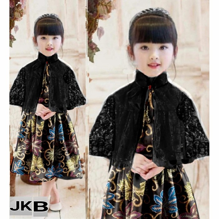 Set 2in1 dress cape batik Queensha Dress anak perempuan baju batik ana