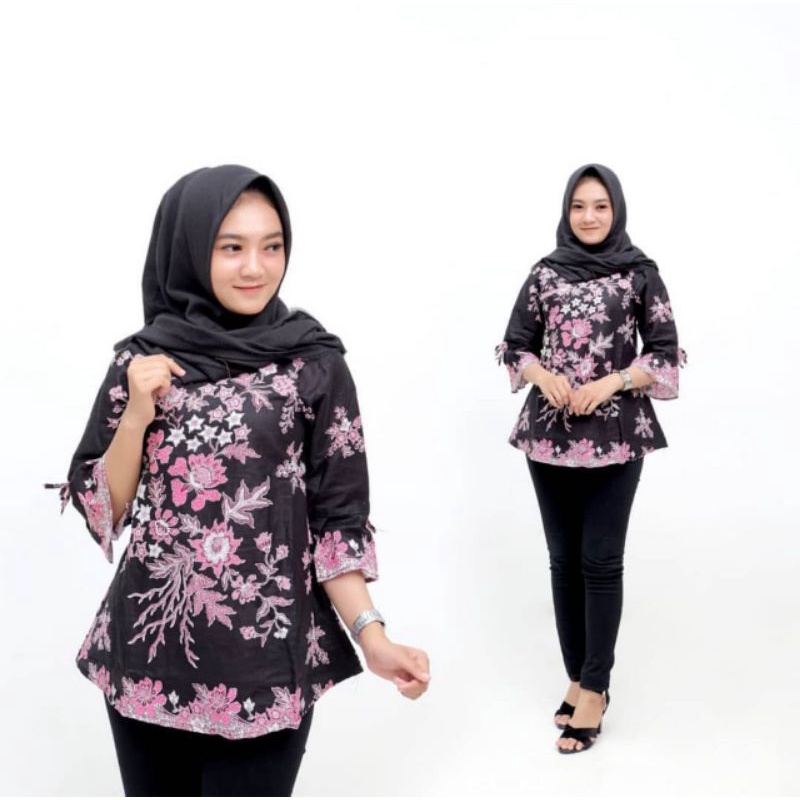Atasan Batik Wanita M L XL XXL-B. Sakura Pink
