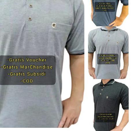 ✸ (F.05) Kaos Kerah/Kaos Pria Berkerah/Kaos Kerah Jumbo Katun Kantong Depan Size L XL XXL 3XL ☄