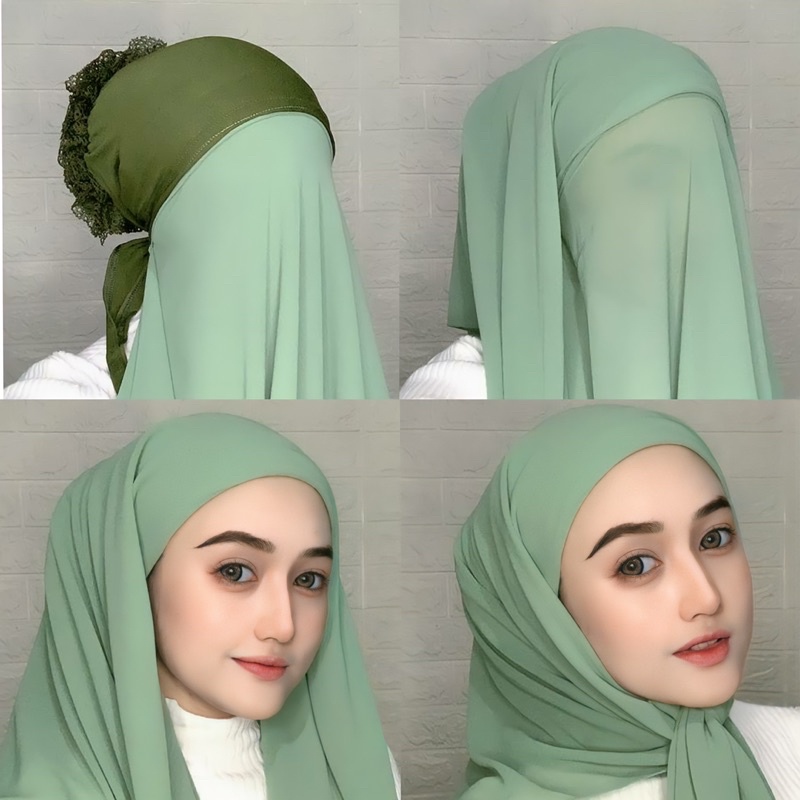 HIJAB JILBAB KERUDUNG SQUARE SEGI EMPAT INSTAN TURKI 2 LAYER