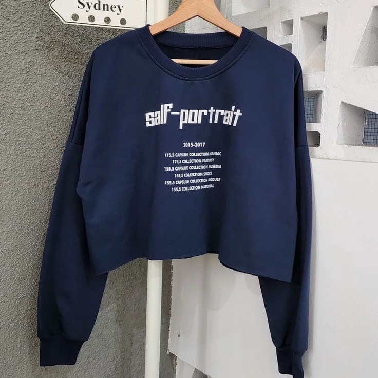 Sweater Crop Wanita Self Potrait Bahan Pleece Korean Style