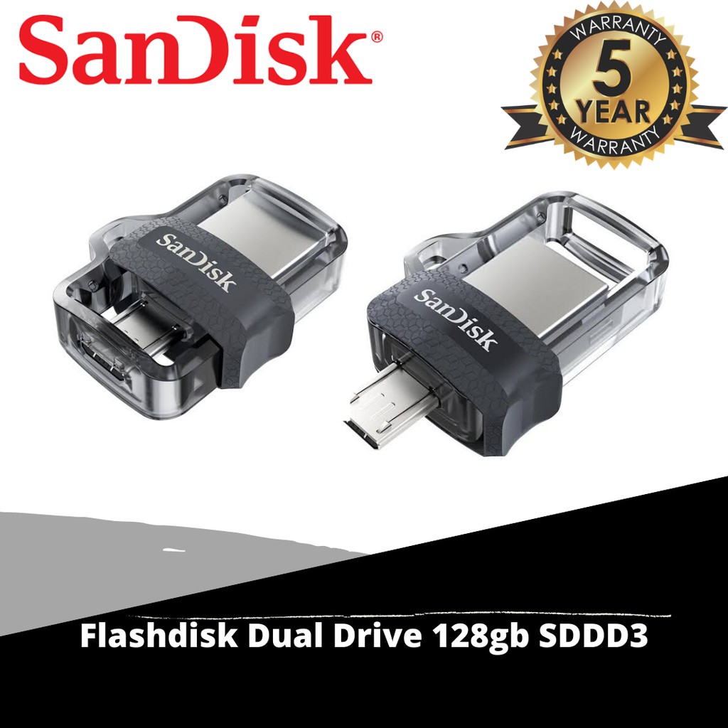 flash disk dual drive 128GB SanDisk Sddd3 Ultra Dual Drive M3.0 USB 3.0 OTG Garansi 5 Tahun