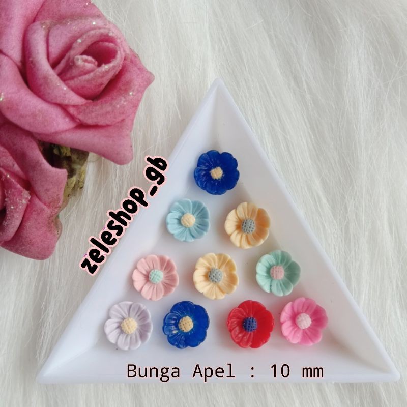 RESIN BUNGA APEL 10 MM / HIASAN NAIL ART KUKU PALSU / HIASAN TASBIH DIGITAL