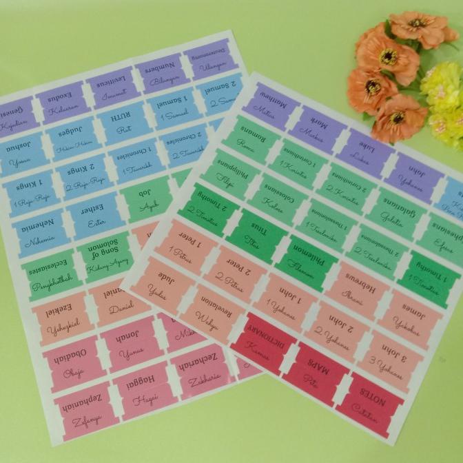 

(BISA COD) Bible Tabs English - Bahasa (2 Bahasa) Stiker Tab Organizer Pelangi M TERBATAS Kode 874
