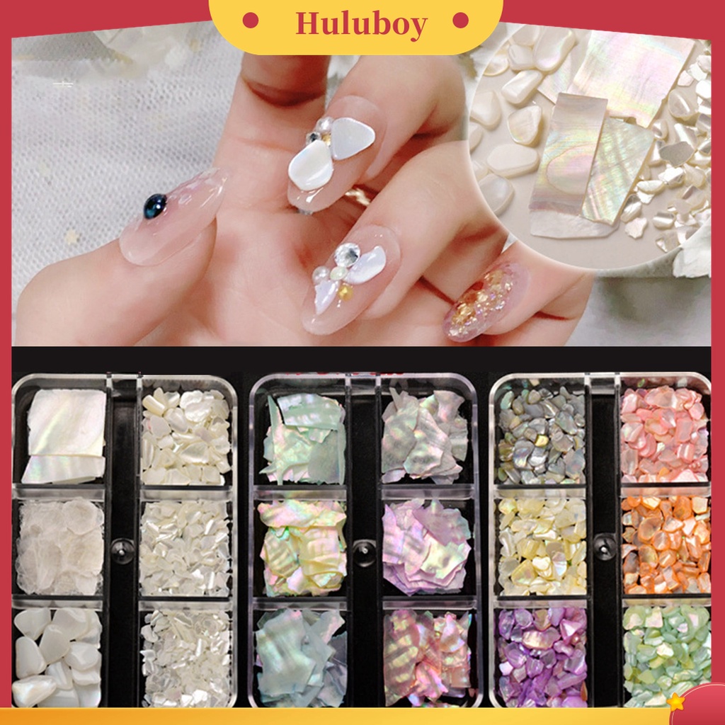 Huluboy Huluboy♡ 1 Kotak Batu Kerang Warna-Warni Untuk Dekorasi Manicure