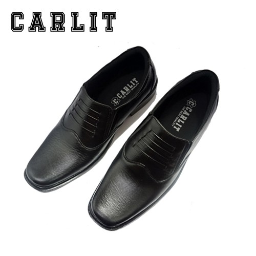 Sepatu Pria CARLIT PDH 02 Elastis Bahan Kulit Sintetis Model Formal Warna Hitam