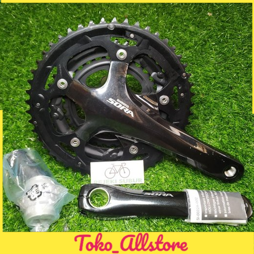 shimano sora 3503 triple crank set hollowtech 2 II 50 - 39 - 30 dengan BB NOS New old stock