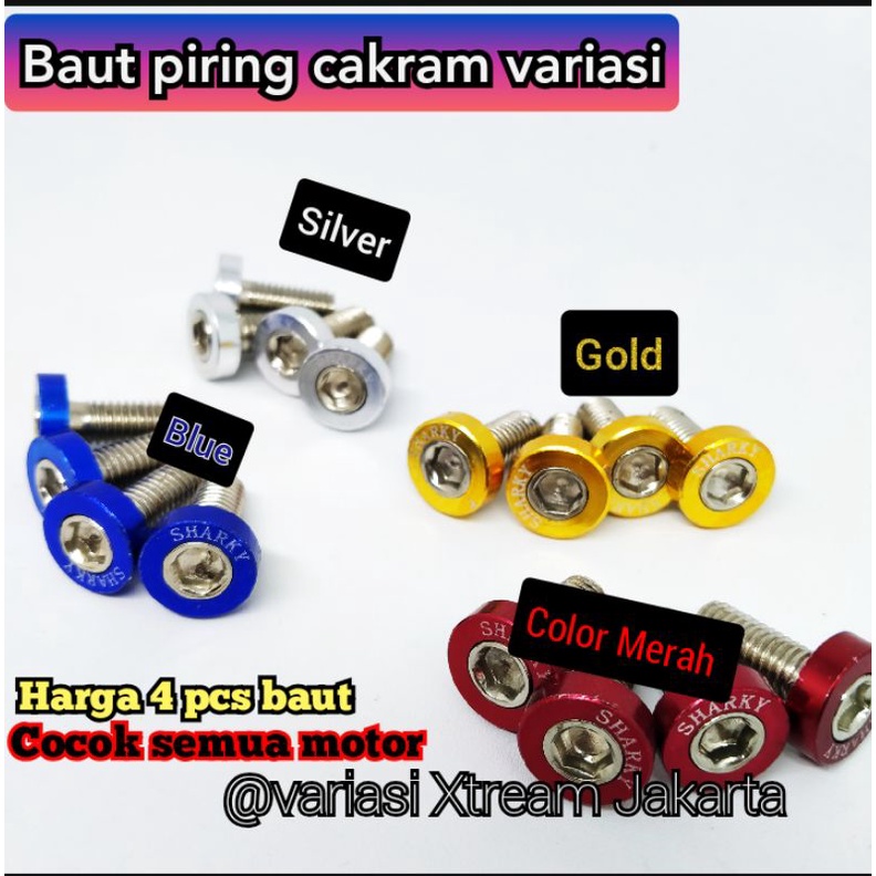 baut piringan cakram warna monel cnc universal motor hoda yamaha supra jupiter mio beat nmax pcx_Harga4 pcs